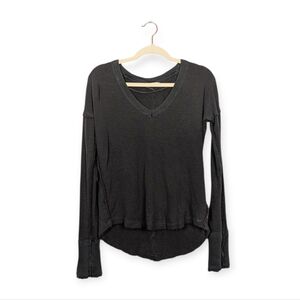 Free People We The Free Black Sail Away Long Sleeve Top Size S